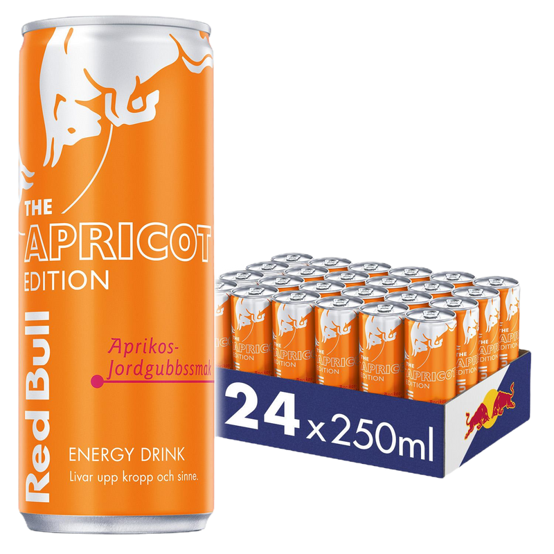 24 x Red Bull Aprikos Jordgubb 250 ml Andrahandssortering EJ ÖPPET KÖP