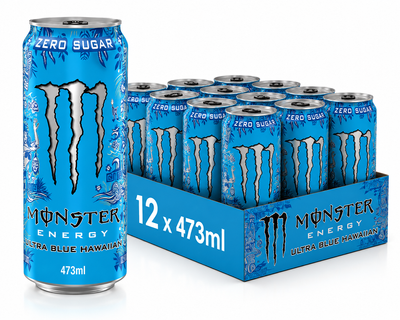 Limited Edition 12 x Monster Ultra Blue Hawaiian Zero Sugar 473ml
