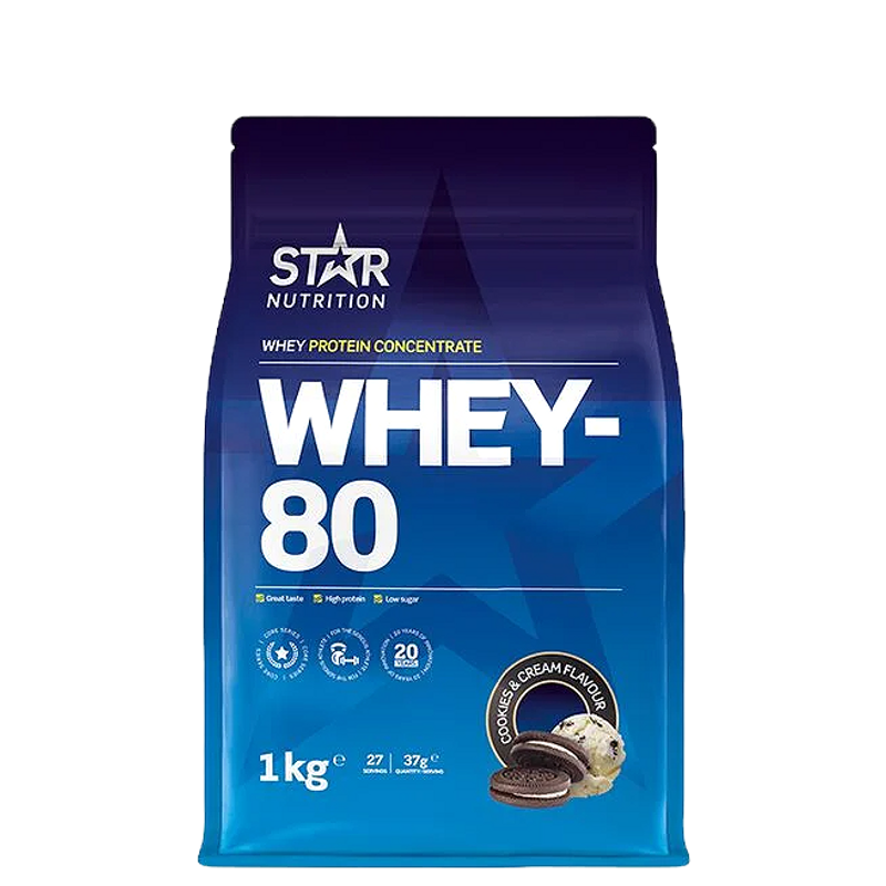 Whey-80 Vassleprotein Coockies and Cream, 1 kg