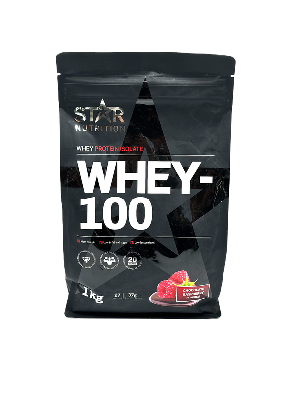 Whey-100 Vassleprotein Chocolate Raspberry, 1 kg