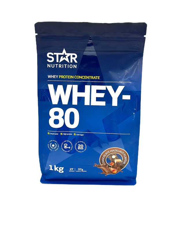 Whey-80 Vassleprotein Chocolate Hazelnut, 1 kg