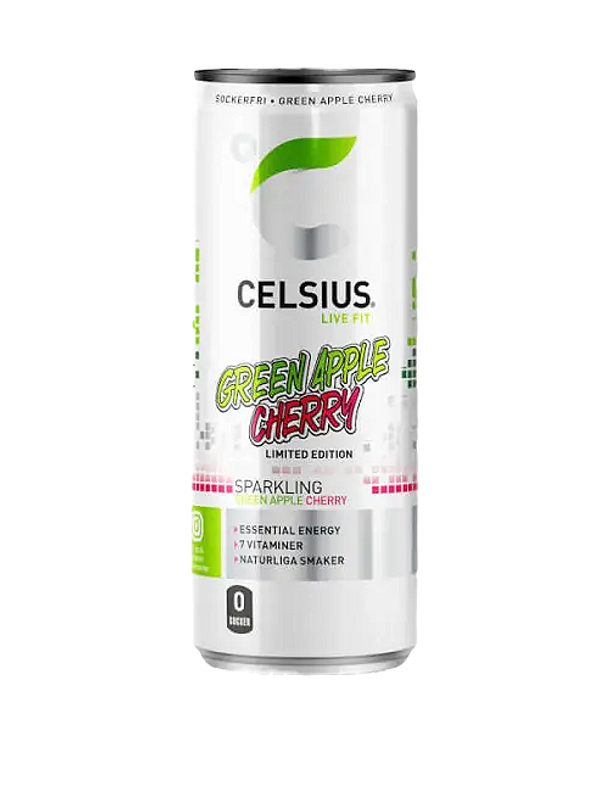 24 x Celsius Green Apple Cherry 355 ml