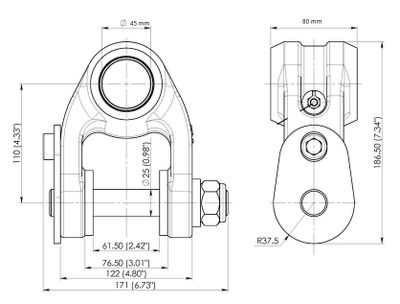 Rotatorlänk BR1/80/45 utan svängbroms