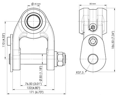 Rotatorlänk BR1-A/80/45 utan svängbroms