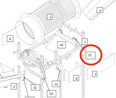 Rulle till renstrumma, nr 15 reservdelslista