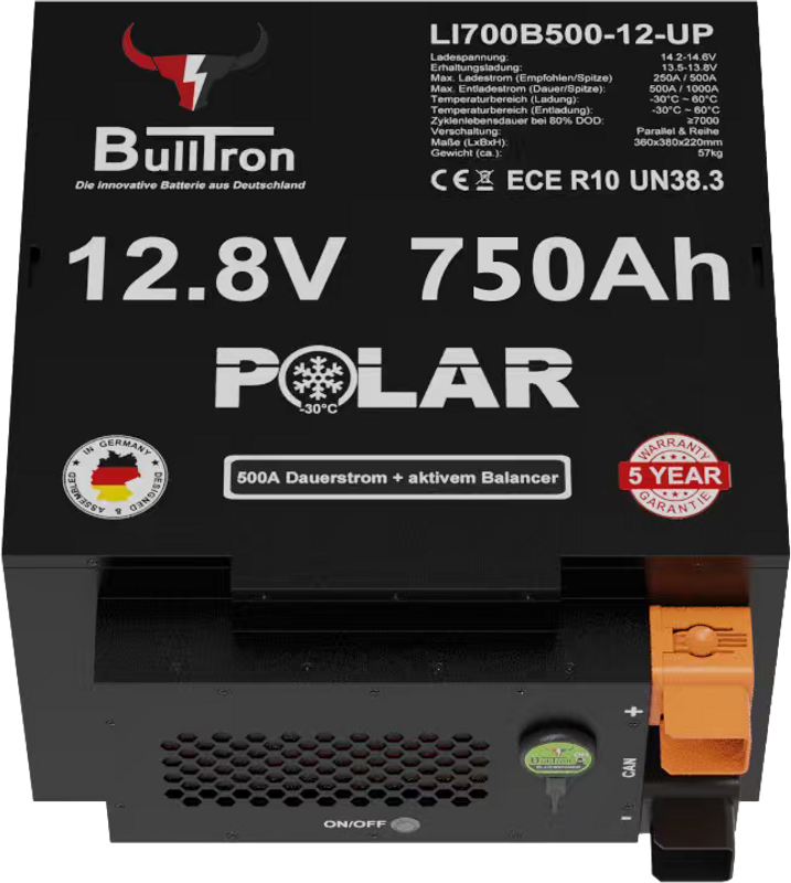 BullTron LiFePO4 12,8V 750Ah undersätesbatteri för husbil