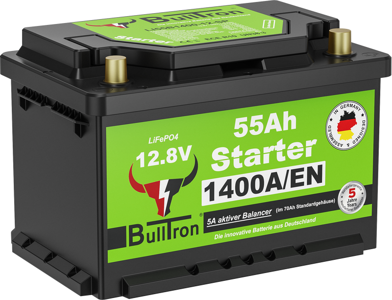 BullTron LiFePO4 startbatteri 12,8V 55Ah (Polar) 1400A