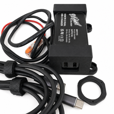 PEKAWAY USB-C-laddare med kablar och monteringstillbehör