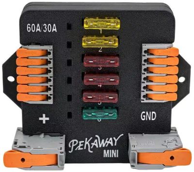 PEKAWAY FUSY Mini säkringsblock med sex säkringskanaler för 12 V-system