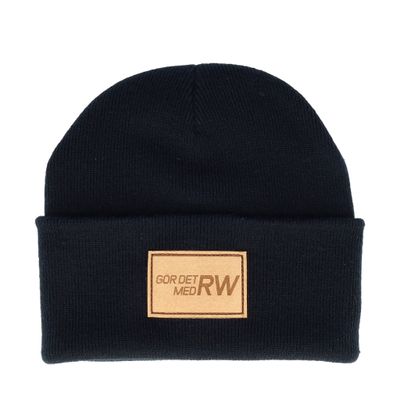 Mössa beanie ljusbrun patch
