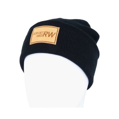 Mössa beanie ljusbrun patch