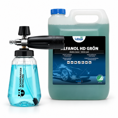 Scandinavian Detailing Foam Lance 1000 ml och Lahega Alfanol HD Grön 5 liter