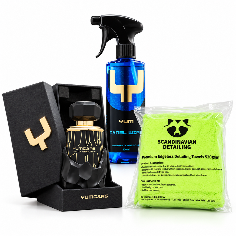 YUM Paint Serum IV, Panel Wipe 500 ml och ett 5-pack mikrofiberdukar
