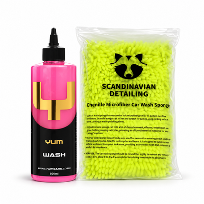 YUM Wash 500 ml och Scandinavian Detailing Chenille-tvättsvamp