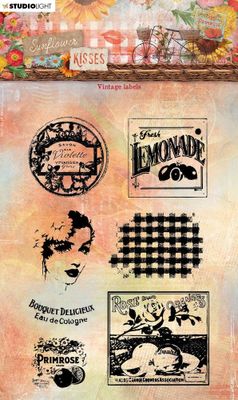 Studio Light Sunflower Kisses Clear Stamp Vintage Labels