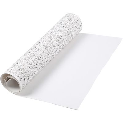 Läderpapper - Vit, terrazzotryck med silver