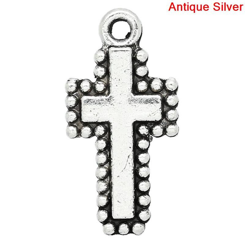 Metall Antique silver Kors 3 st