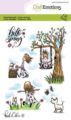 CraftEmotions clearstamps A6 - Kaat en Odey 3 Spring
