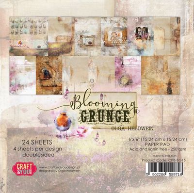 Craft & You Design - Blooming Grunge paperpad 6 x 6
