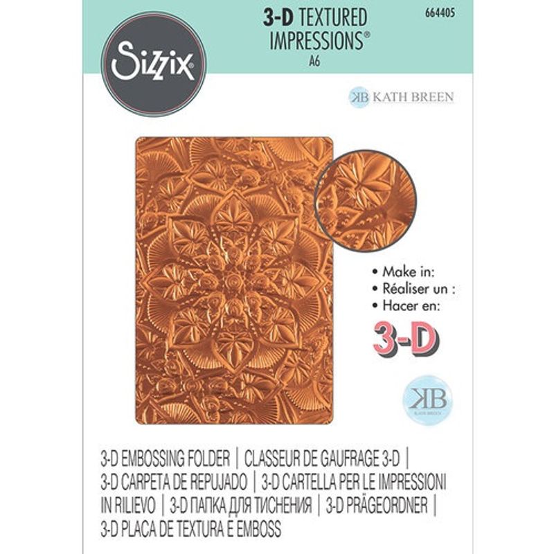 Sizzix 3-D Textured Impressions Embossing Folder - "Floral Mandala"