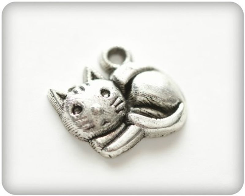 Charms Little Kitten 13*14mm Silver