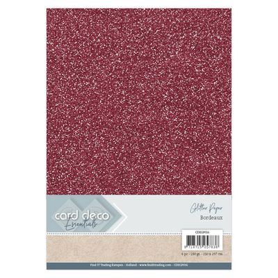 Card deco glitter Paper Bordeaux 6 pcs