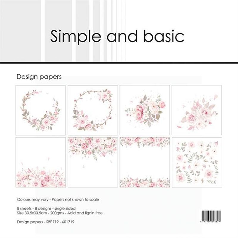 Simple and Basic Design Papers "Silent Rose" 12 x 12
