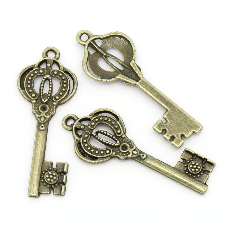 Metall Antique Bronze Nyckel 3 st