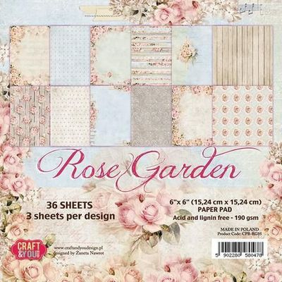 Craft & You Design - Rose Garden paperpad 6 x 6