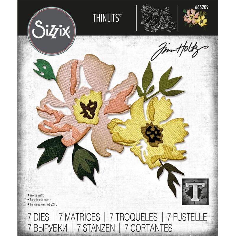 Sizzix/Tim Holtz Thinlits Die ”Brushstroke Flowers #1”