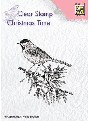 Nellie Snellen Clearstamp - Conifer branch with bird