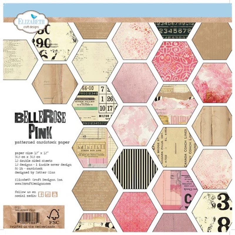 Elizabeth Craft Designs - Bellrose Pink Paper pack 12' x 12'