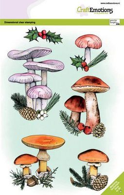 CraftEmotions clearstamps A5 - Mushrooms Chrismtas