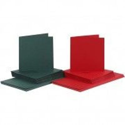 Kort och kuvert Röd/Grön 15 x 15 cm