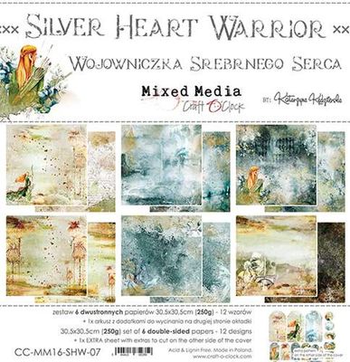 Craft O'Clock - Mixed Media Paper Collection Set 12"*12" Silver Heart Warrior