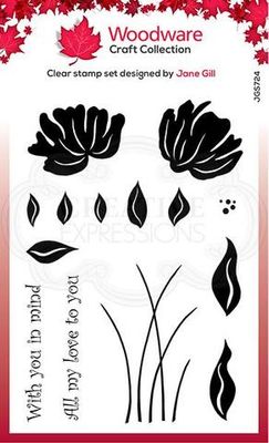 Woodware Clearstamp - Peony Set