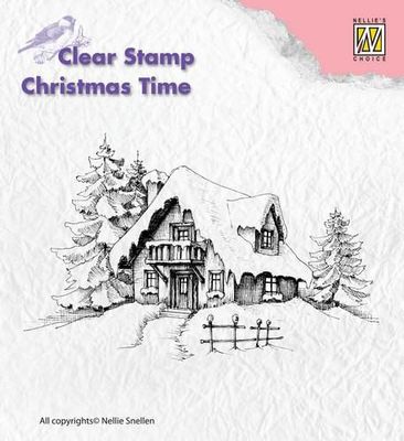 Nellies Choice Clearstamp - Christmas time snowy house