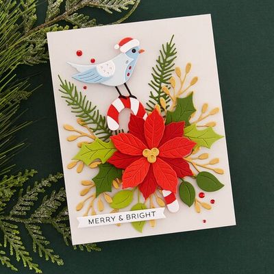 Spellbinders Christmas Bird Poinsettia Etched Dies