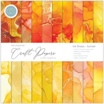 Craft Consortium Essential Craft Papers Paperpad Ink Drops Sunset 12 x 12