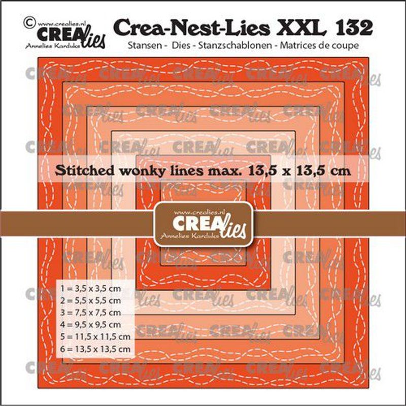 Crealies Crea-nest-dies XXL Squares with 2 wonky stitchlines