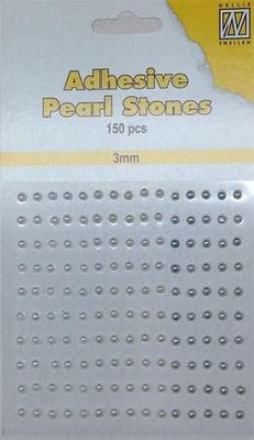 Nellie Snellen Adhesive Pearl Stones 3 mm - Vit