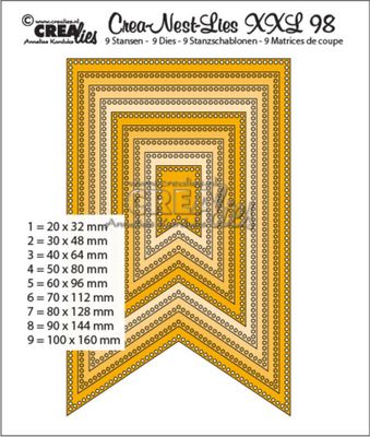 Crealies Crea-Nest-Lies XXL Dies No. 98 Fishtail Banner with Small Circles