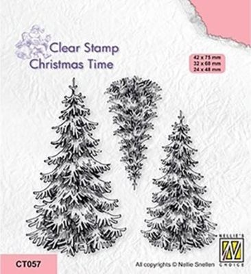 Nellie Snellen Christmas Time Clear Stamps Three Snowy Fir Trees