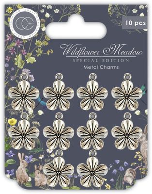 Craft Consortium Wildflower Meadow Special Edition Metal Charms Silver Flowers