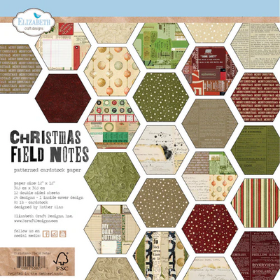 Elizabeth Craft Designs - Christmas Field Notes Paper pack 12' x 12'
