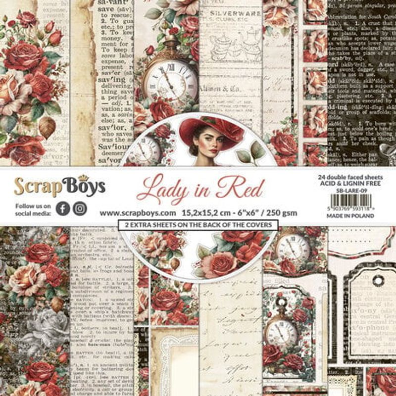 ScrapBoys Lady in Red 6x6 Inch Paper Pad