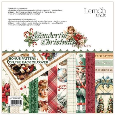 LemonCraft Wonderful Christmas Elements & Basics 8x8 Inch Paper Pad