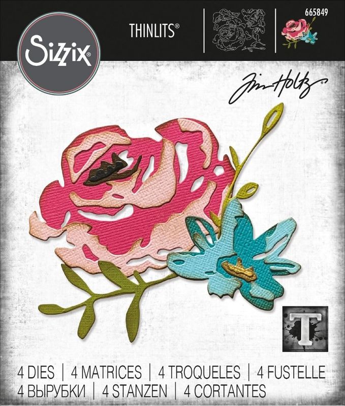 Sizzix/Tim Holtz Thinlits Die ”Brushstroke Flowers #4”