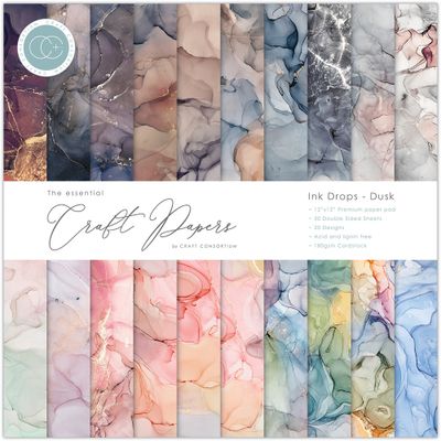 Craft Consortium Essential Craft Papers Paperpad Ink Drops Dusk 12 x 12