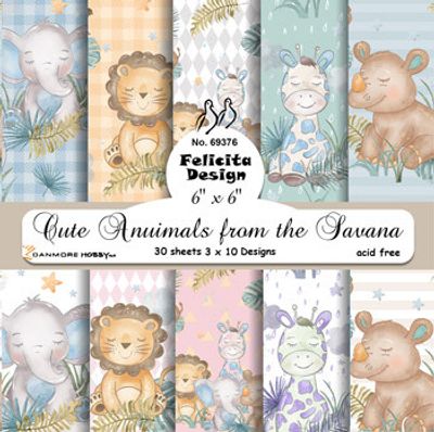 Felicita Design Paperpad 6" x 6" - Cute Animals from th Savana